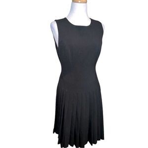 Vintage Emphasis Pleated Skirt Womens 6 Black A Line Sleeveless Cocktail